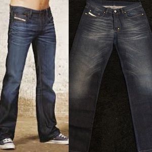 Diesel Straight leg baby blue stitch jeans